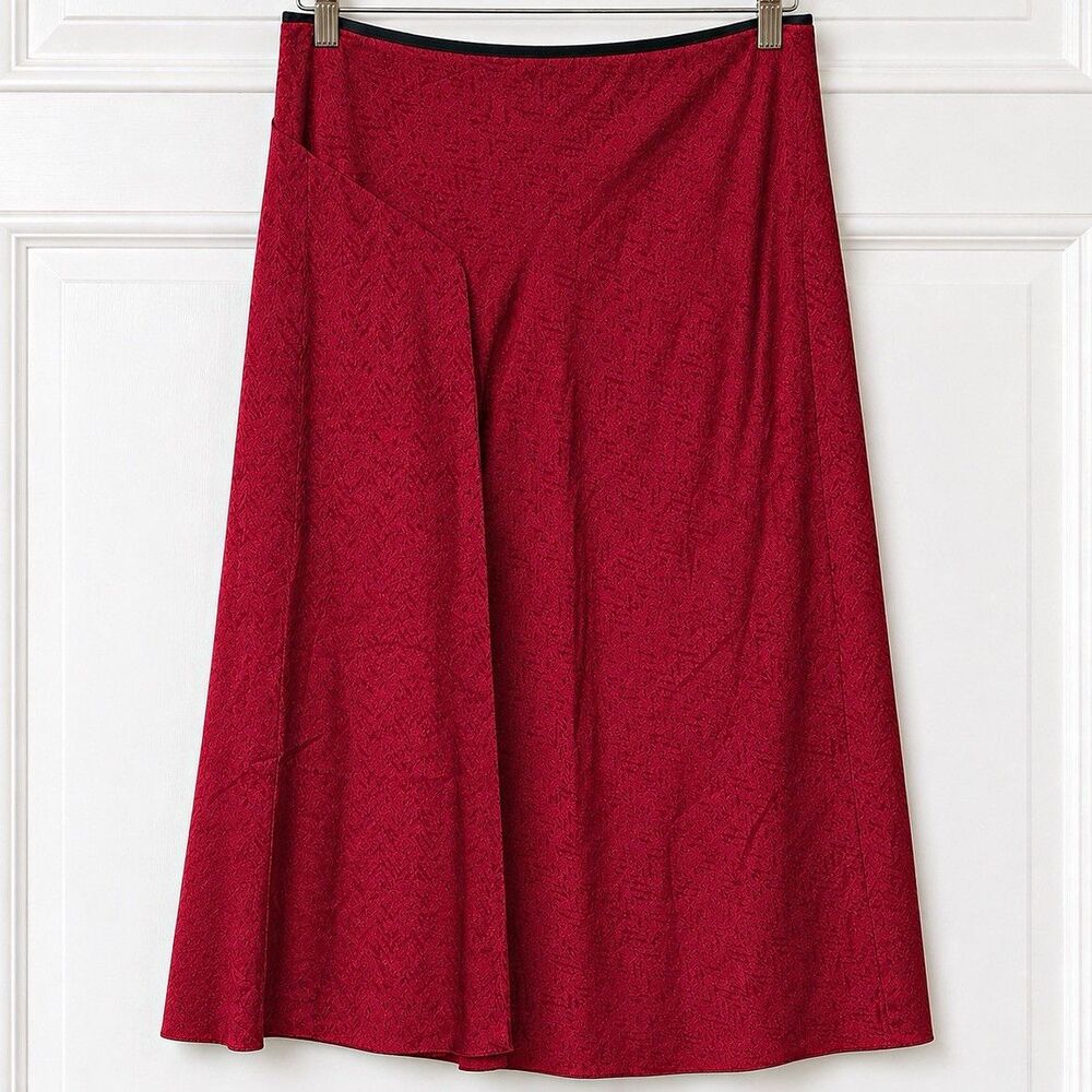 rag & bone Red Jacquard A-Line Midi Skirt Zip Closure Womens Size 2